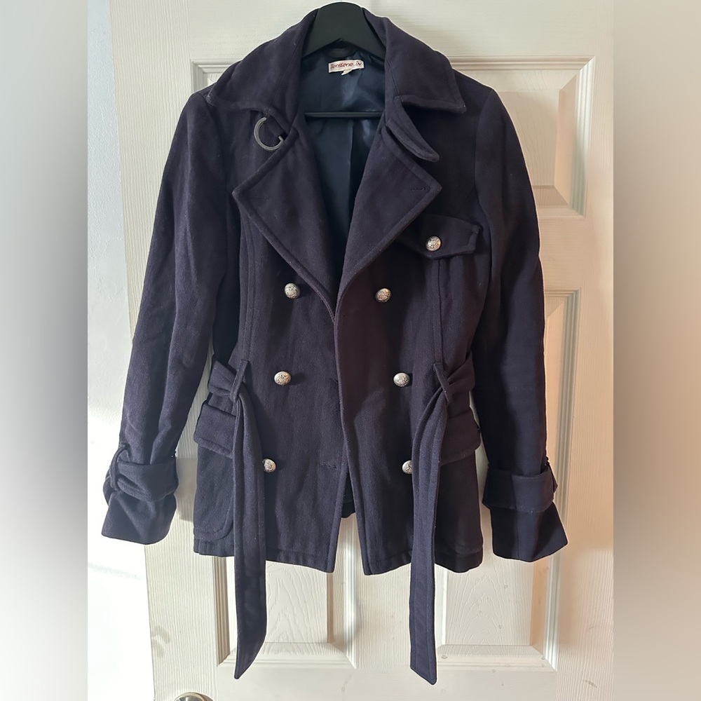 Tensione In 100% Wool Navy Coat made in Italy